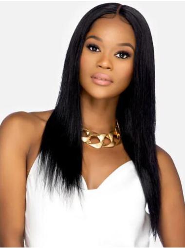Stylish Without Bangs Lace Front Straight Black African Hair