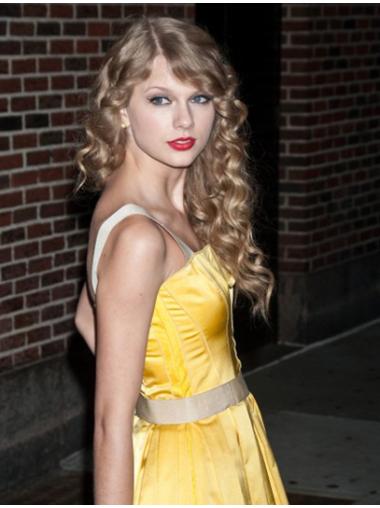 100% Hand-Tied Long Ideal Taylor Swift Human Wavy Blonde Hair Wigs