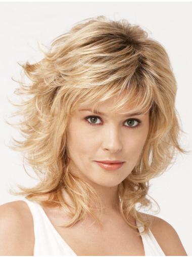Designed Shoulder Length Synthetic Blonde Medium Wig