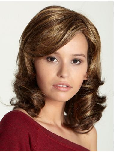 With Bangs Shoulder Length Curly Hair Monofilament Wig
