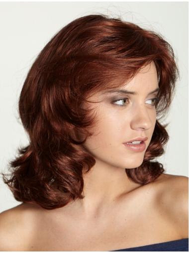 With Bangs Shoulder Length Curly Monofilament Wigs