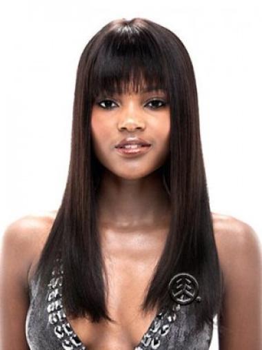 Straight With Bangs Long Affordable Synthetic Lace Front Wigs