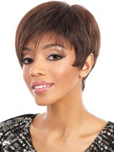 Durable Straight Layered Short Synthetic Wigs With Realistic Texture