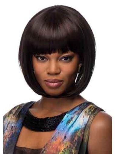 Chin Length Black Stylish Synthetic Elaborately Straight Capless Wig