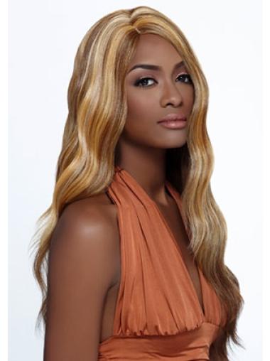 Fashionable Wavy Capless Layered Long Blonde Synthetic Wigs