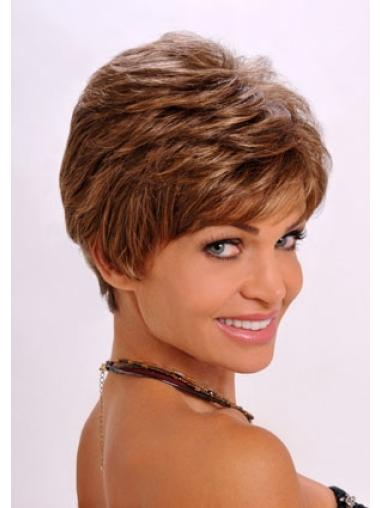 Top Boycuts Wavy Cropped Synthetic Capless Auburn 6 Inch Wigs
