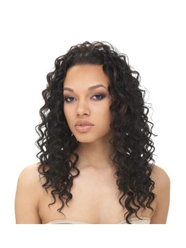 Black Curly Without Bangs African American Synthetic Lace Wigs