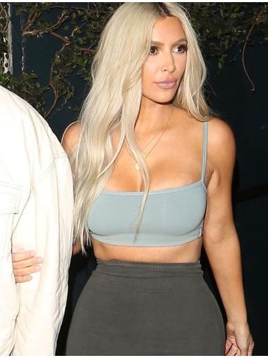 Lace Front Without Bangs 25 Inches Great Kim Kardashian Blond Human Hair