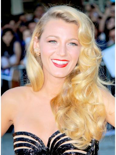 Blonde Without Bangs 24" Blake Lively Wavy Human Hair Wigs