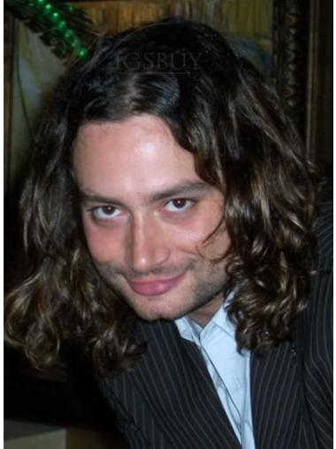 Brown Shoulder Length Great Men Human Hair Wigs