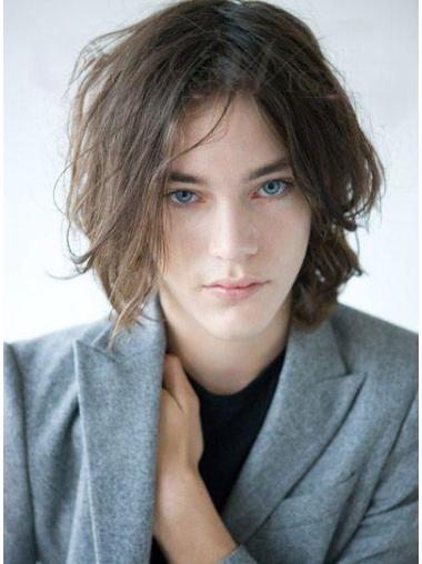 Gorgeous Remy Human Hair Chin Length Brown Lace Front Wig For Men Humble