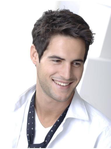 100% Hand-Tied Short Modern Straight Stylish Wig For Men