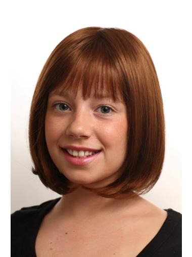 Good Synthetic Straight Monofilament Kids Wigs