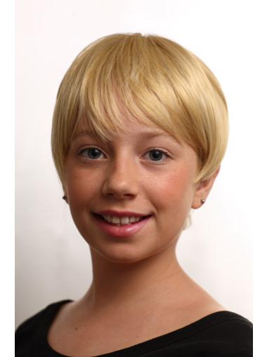 Blonde Straight Capless Synthetic Popular Children Wig