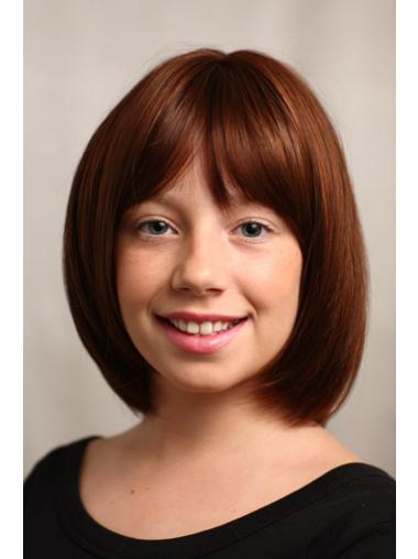 Auburn Straight Capless Synthetic Wig For Kid