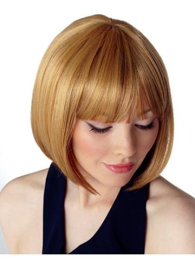 Discount Straight Capless Blonde Chin Length Bob Style Wigs