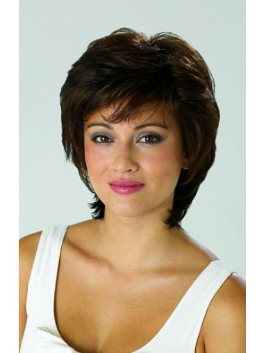 Ideal Capless Brown Short Wigs With Natural Hairline