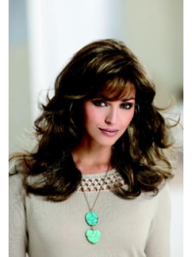 Synthetic Wavy Brown Long Hair Wigs With Bangs