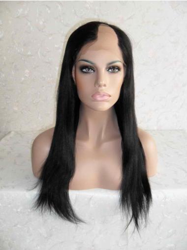 Black Straight Long Cheap U Part Wig