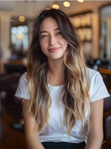 Long Wigs 26" Without Bangs Monofilament Remy Human Hair Straight Wigs