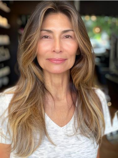 Long Blonde Wig 22" Remy Human Hair Monofilament Straight Without Bangs Wigs