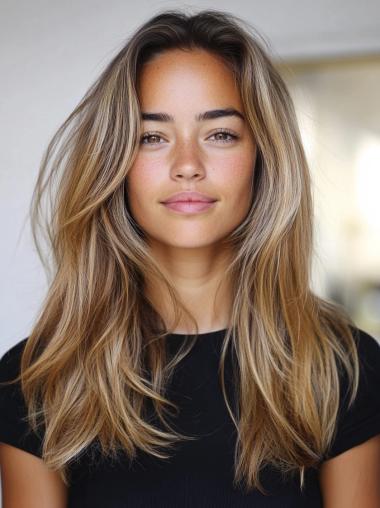 Long Blonde Wigs Synthetic Lace Front Without Bangs 18" Straight Wigs