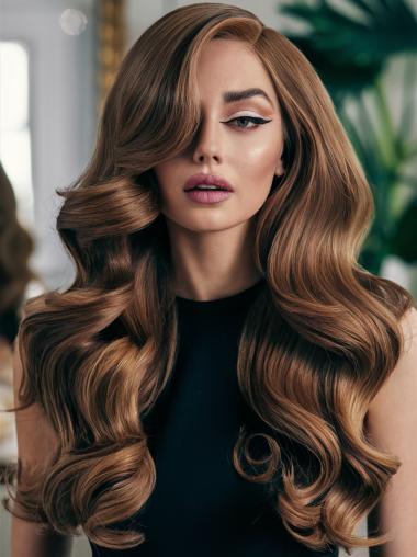 Long Wigs For Women Wavy Synthetic 24" Blonde Without Bangs Wigs