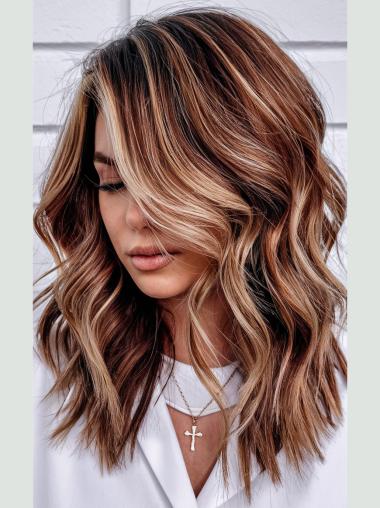 Wigs Long Without Bangs 16" Synthetic Ombre/2 Tone Monofilament Wigs