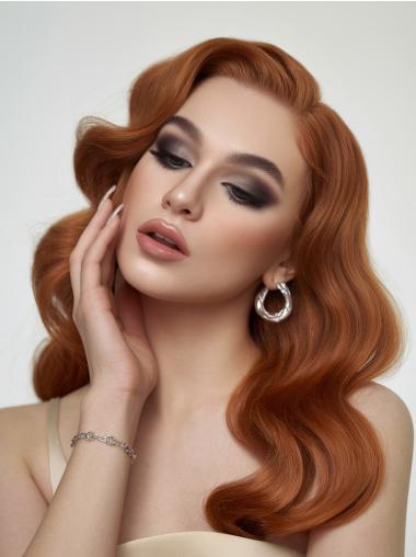 Long Wavy Wig Monofilament Synthetic 22" Without Bangs Copper Wigs