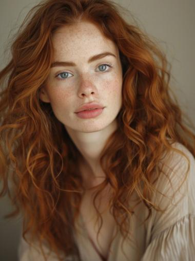 Long Wavy Wig Copper Without Bangs 18" Lace Front Synthetic Wigs