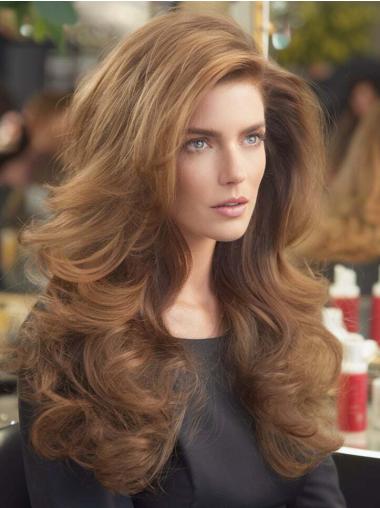 Long Wavy Wig Brown Layered 24" Lace Front Synthetic Wigs