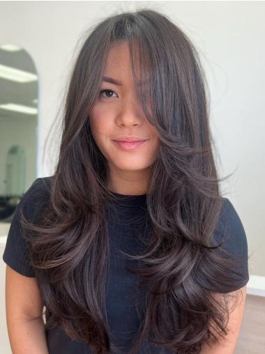 Black Wigs Long Layered 26" Monofilament Synthetic Straight Wigs