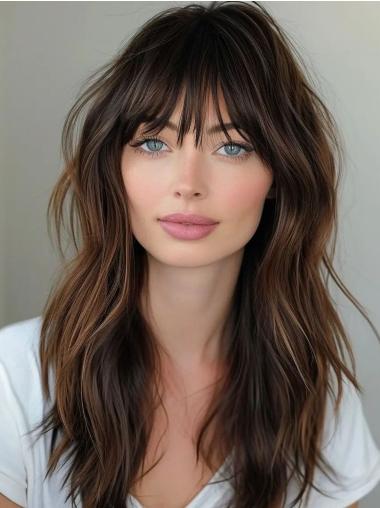 Wigs For Long Hair Lace Front 22" Synthetic With Bangs Wigs