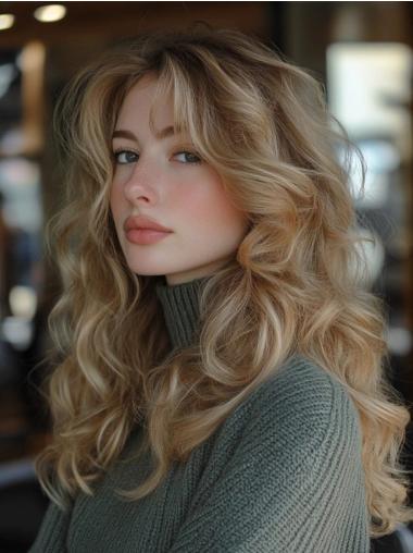 Long Wavy Wig Lace Front Synthetic 20" Without Bangs Blonde Wigs