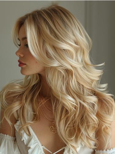 Long Length Wigs Synthetic Monofilament Blonde Without Bangs Wavy 20" Wigs