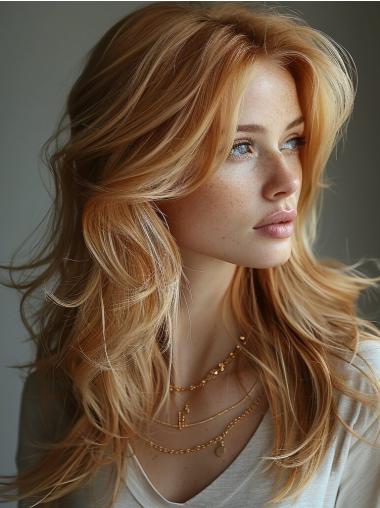 Wig Long Hair Monofilament Wavy Without Bangs 20" Synthetic Wigs