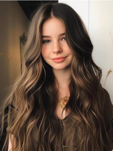 Wig Long Hair Lace Front Wavy Without Bangs 24" Synthetic Wigs