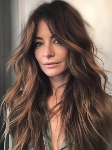 Wig Long Hair Lace Front Wavy Without Bangs 24" Synthetic Wigs