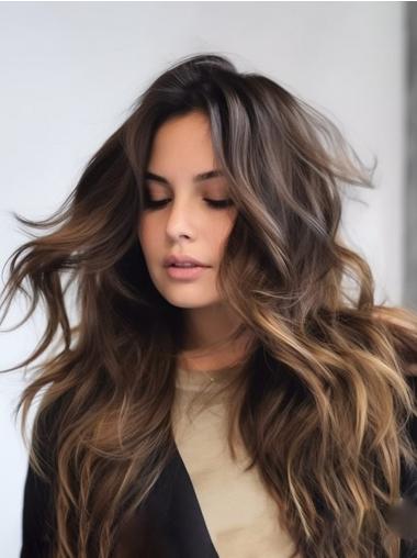 Long Lace Front Wigs 22" Synthetic Wavy Without Bangs Ombre/2 Tone Wigs