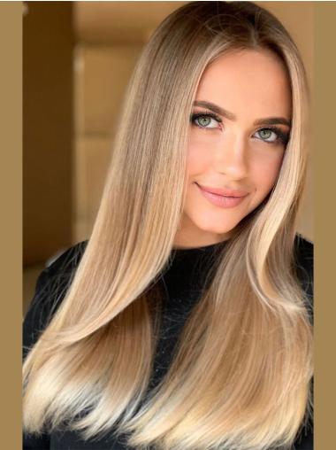 Blonde Wig Long Synthetic 22" Monofilament Straight Without Bangs Wigs