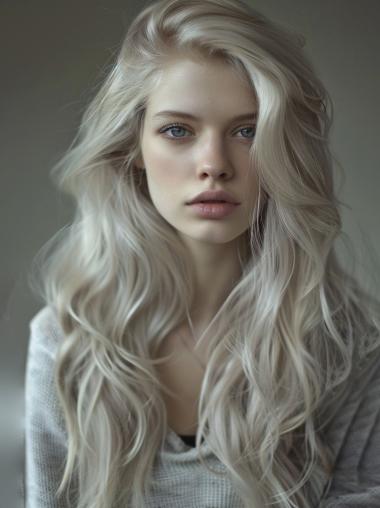 Long White Wig Synthetic Wavy Layered 24" Lace Front Wigs