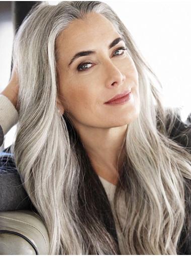 Grey Remy Human Hair Shoulder Length 14" Medium Length Ladies Wigs