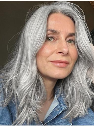 Grey Synthetic Chin Length 12" Sleek Lace Front Wig