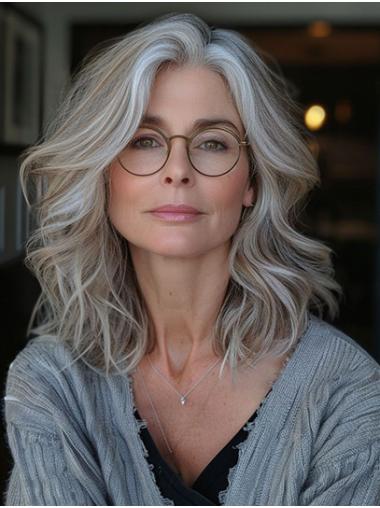 Grey Remy Human Hair Chin Length 10" Medium Hairstyles Human Wigs