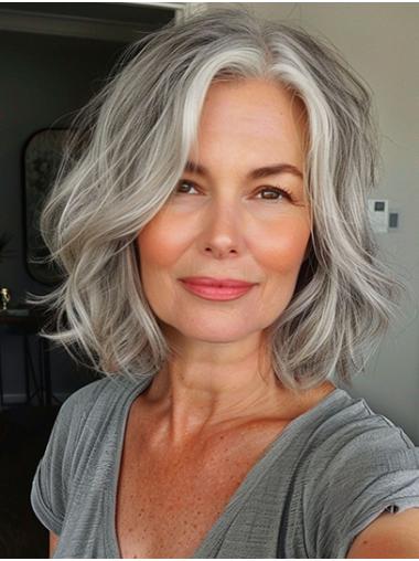 Grey Synthetic Chin Length 10" Medium Length Wigs