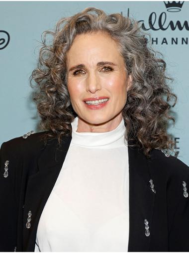 Layered Grey Curly Shoulder Length Wigs Hair