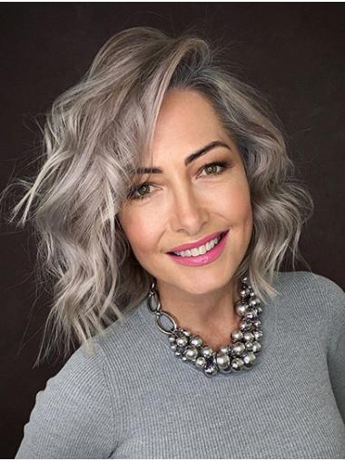 Sythetic 14" Wavy Lace Front Grey Shoulder Length Layered Trend Wigs For Women