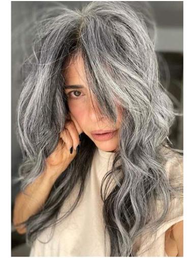 16" Wavy Layered Grey Beautiful Long Hair