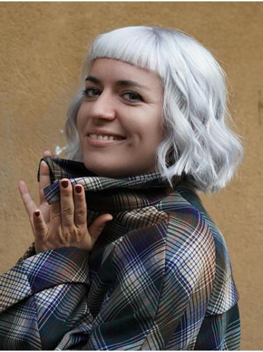 Wavy 10" Bobs Monofilament Synthetic Lace Wigs