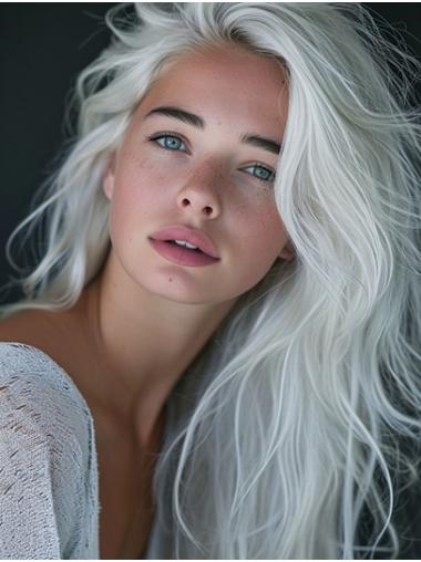 18" Layered Wavy Grey Lace Wigs Front